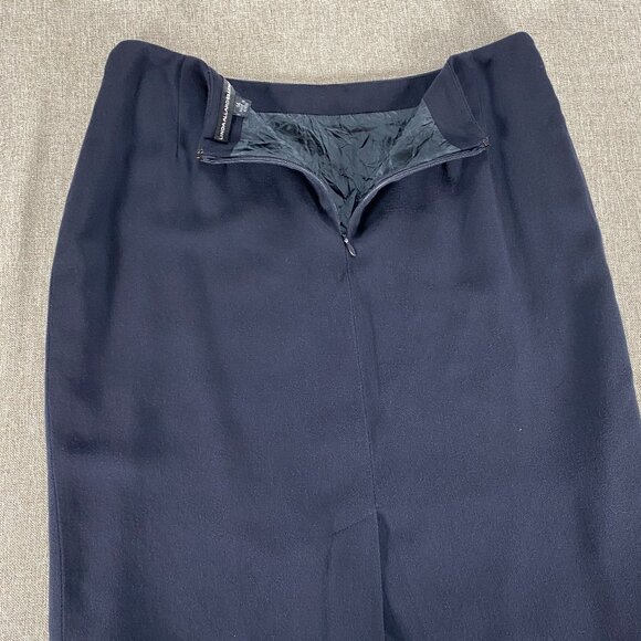 Linda Allard Ellen Tracy Wool Blend Pencil Skirt Women 14 Navy Blue Casual Korea - Picture 6 of 13